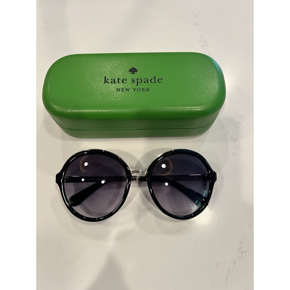 Kate Spade Oversized Round Sunglasses Black And Silver